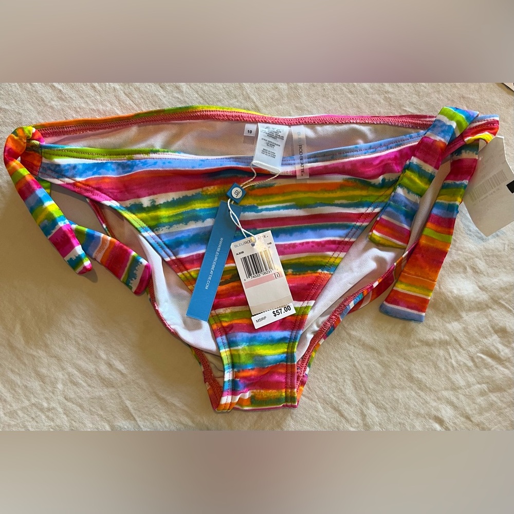 Rainbow Stripe Bikini Set Push Up Underwire Tie Side Bottoms Vacation Beach Swim - Picture 3 of 7